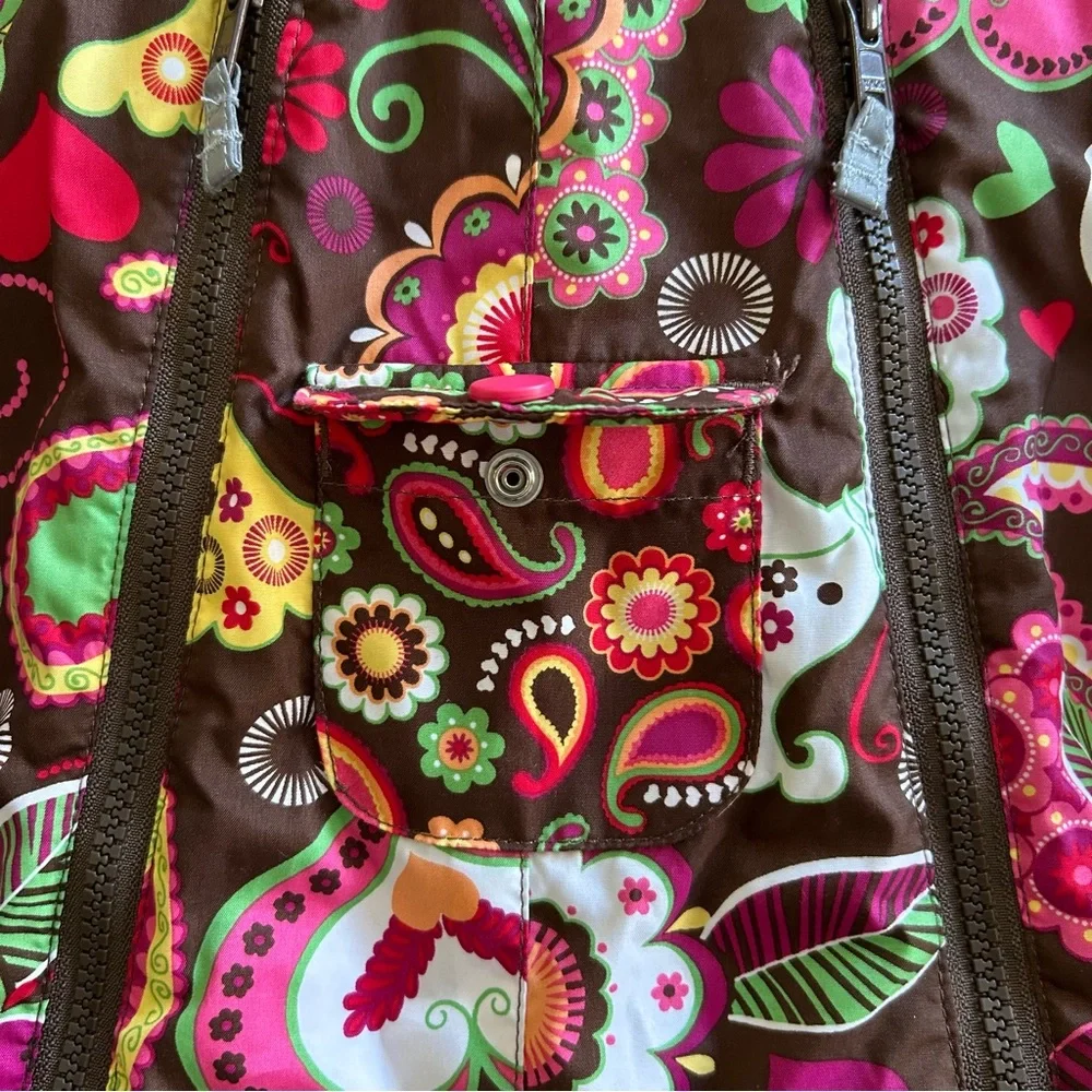Hanna Andersson Brown Floral Paisley Hooded Baby Jacket